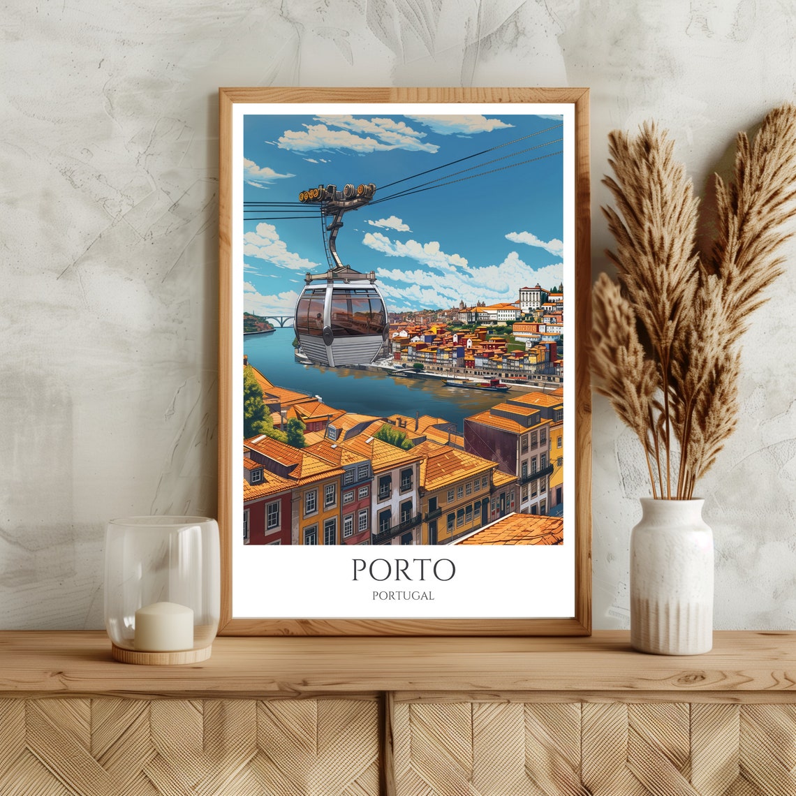 Porto Cable Car Ribeira River Douro Valley Portugal Travel Poster - Image 3
