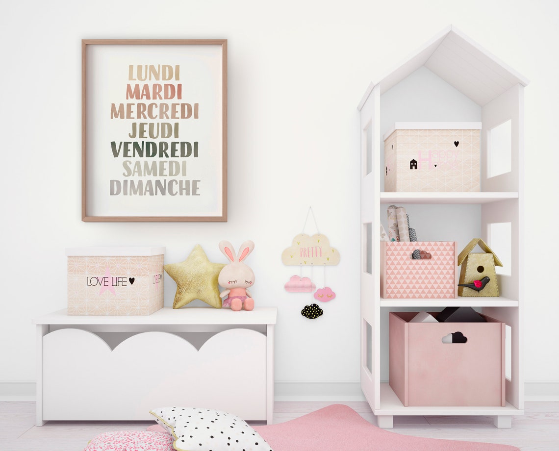 French Days of the Week Boho Stacked Typography Classroom Poster - Image 3