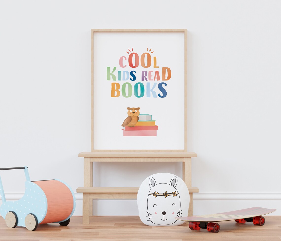 Cool Kids Read Books Rainbow Classroom Art Print - Image 3