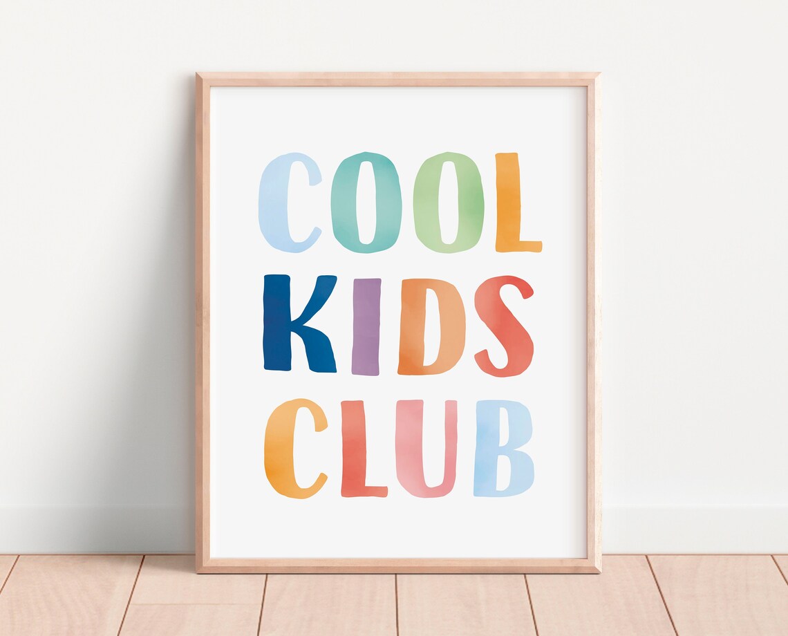 Cool Kids Club Poster, Rainbow Playroom Decor