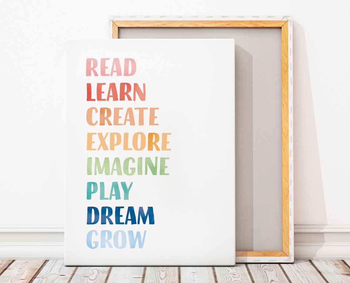 Read Learn Create Explore Imagine Play Dream Grow Kids Poster - Image 3