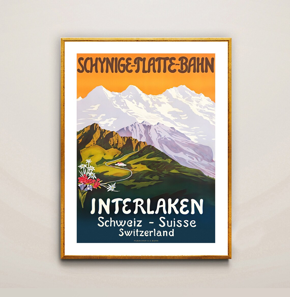 Interlaken Switzerland Vintage Travel Poster - Image 2