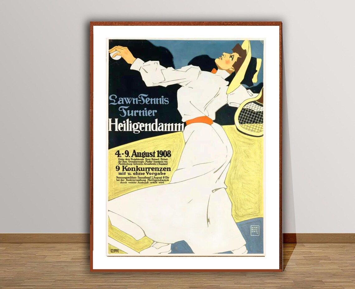 Heiligendamm 1908 Lawn Tennis Turnier Vintage German Sports Poster