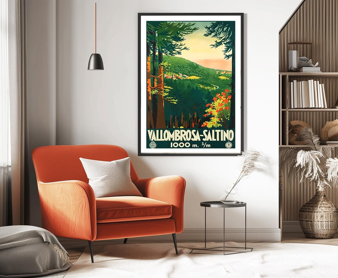 Vallombrosa Saltino Italy Vintage Travel Poster - Image 2