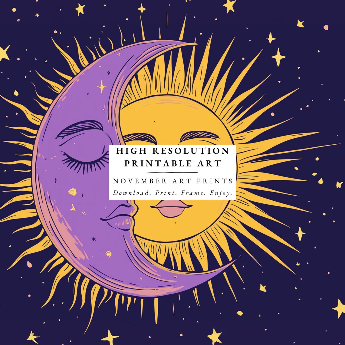 Celestial Moon and Sun Art Print, Starry Sky - Image 5