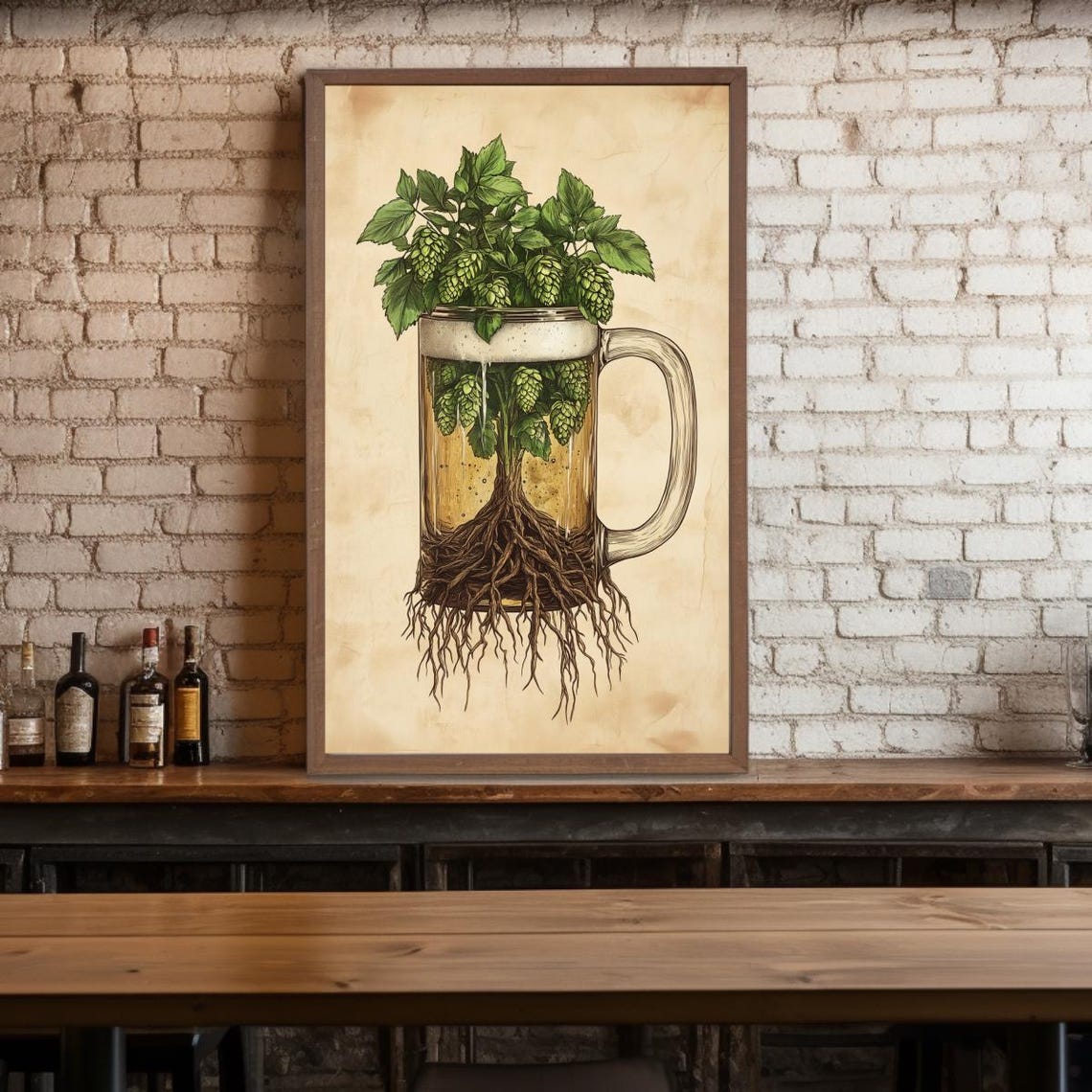 Roots Of Beer Vintage Hops Tree Brewery Poster Print - Image 5