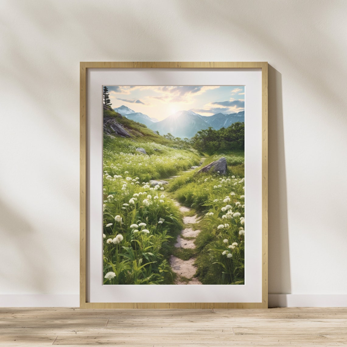 Alpine Wildflower Meadow Trail In Mountains Summer Morning Poster