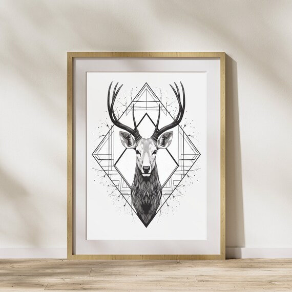 Geometric Style Deer 6 Poster On Matte Premium Paper Decoration Wall Decoration