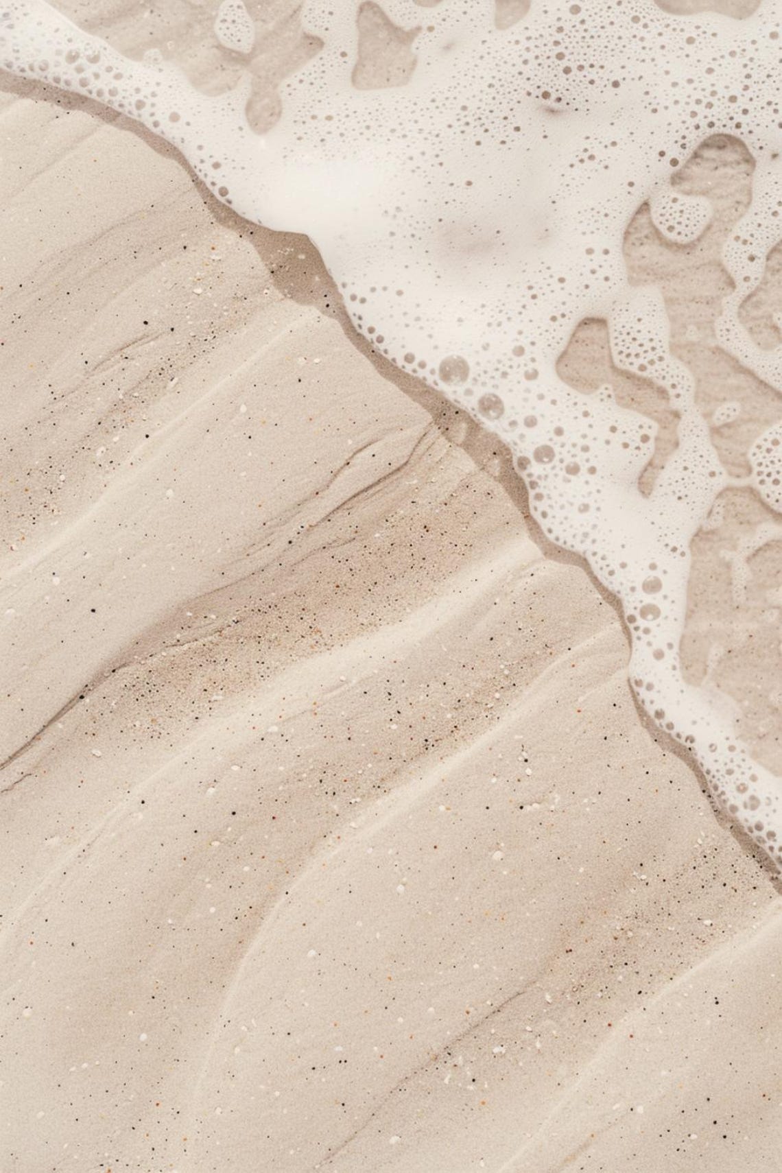 Beach Sea Foam Rippled Sand Aerial Minimal Coastal Photography Poster - Image 2