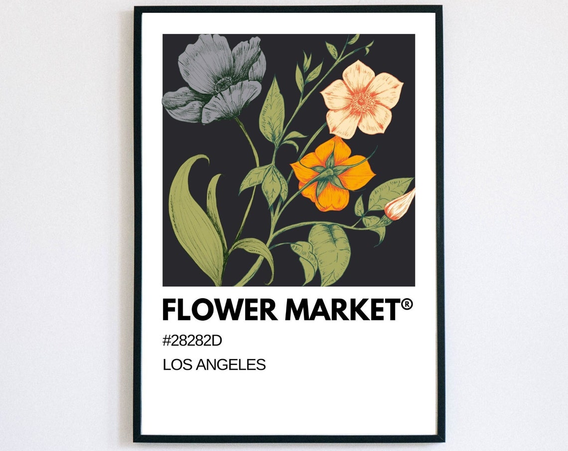 Flower Market Los Angeles Vintage Botanical Illustration Wall Art