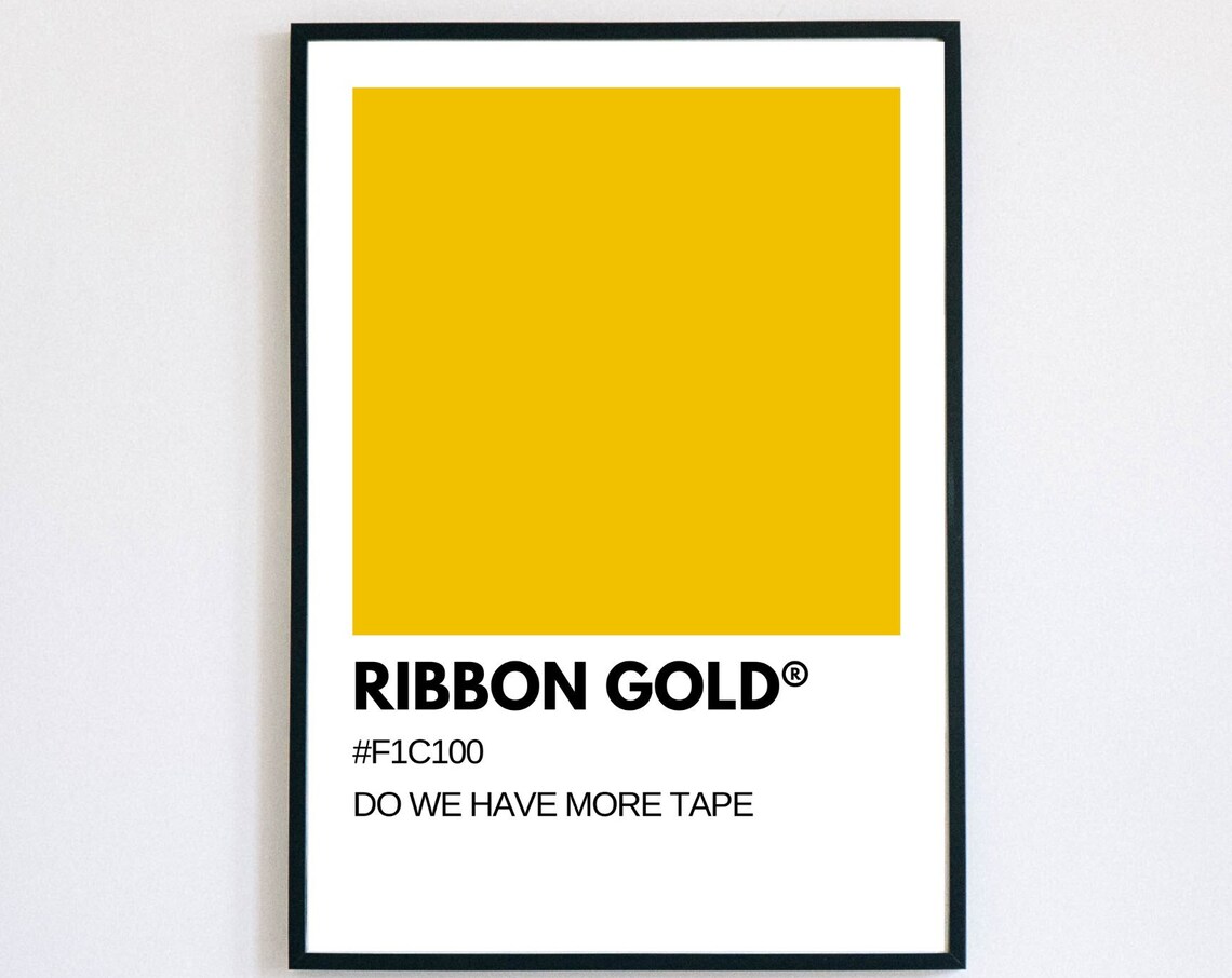 Ribbon Gold Holiday Gift Wrapping Yellow Pantone Style Art Poster - Image 3
