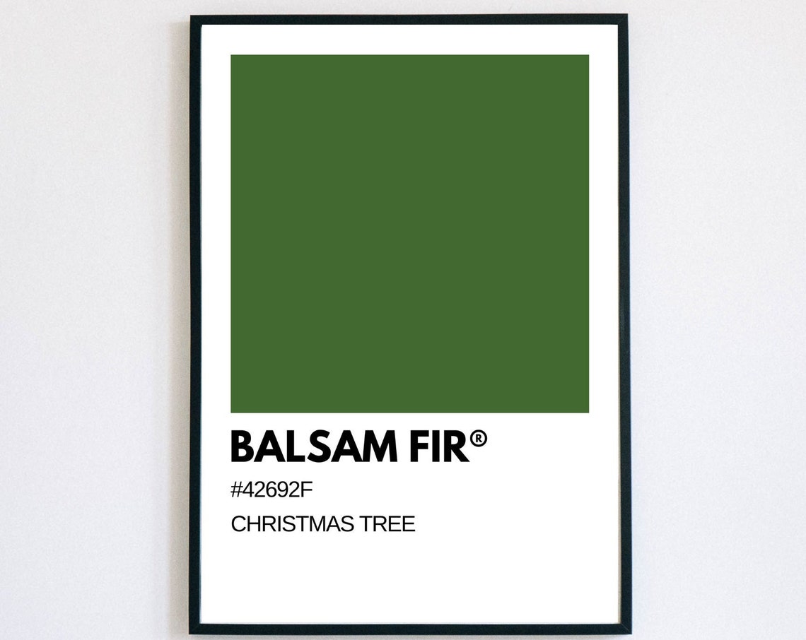 Balsam Fir Christmas Tree Green Pantone Style Color Swatch Poster - Image 3