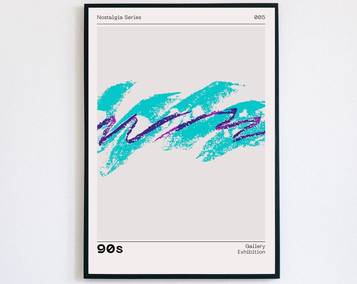 Retro 90s Teal Purple Jazz Cup Swoosh Nostalgia Series Wall Poster