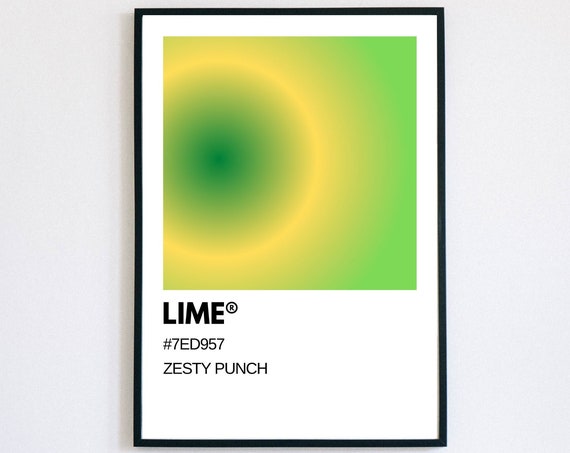 Lime Green Minimalist Poster Kitchen Wall Art Bright Green Print Fruits And Vegetables Wall Home Decor
