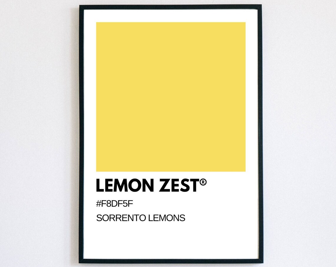 Lemon Zest Sorrento Lemons Yellow Pantone Style Color Swatch Poster