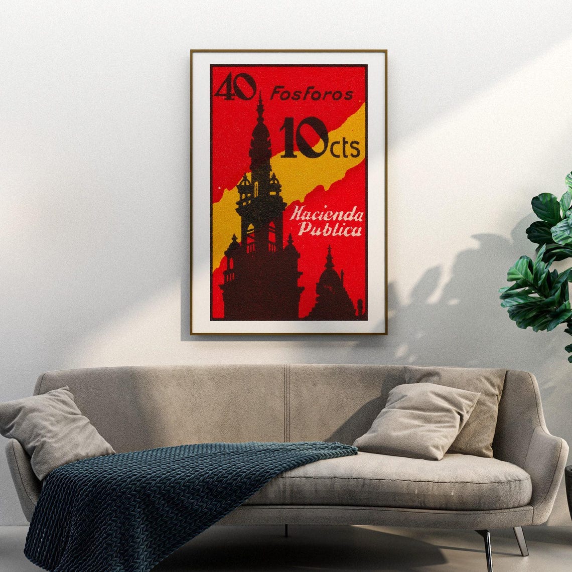 Hacienda Publica 40 Fosforos Vintage Spanish Matchbox Label Art Poster - Image 3