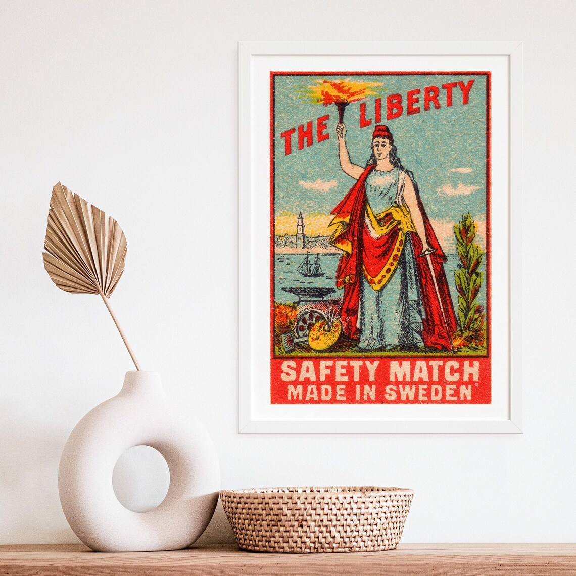 The Liberty Torch Woman Vintage Swedish Safety Match Label Poster - Image 4