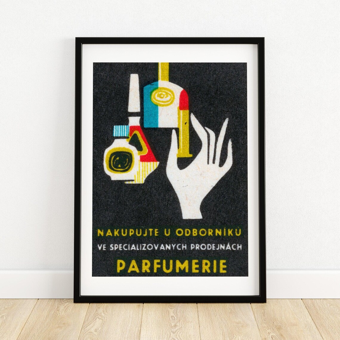 Woman Holding Makeup Matchbox, Vintage Czech Poster