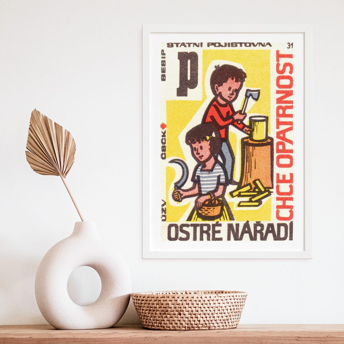 Sharp Tools Need Caution Czech State Insurance Vintage Poster - Image 4