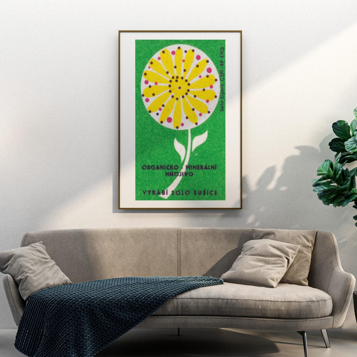 Organic Mineral Fertilizer Flower Vintage Czech Advertising Art Poster - Image 3