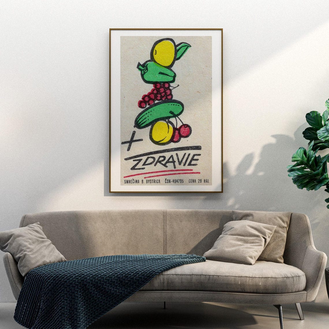 Zdravie Fruit Vegetable Health Stack Vintage Slovak Label Poster - Image 3