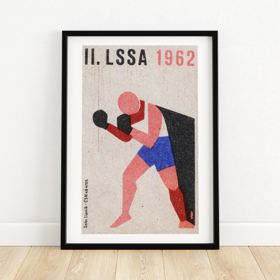 Vintage Boxer With Gloves Matchbox Art Print