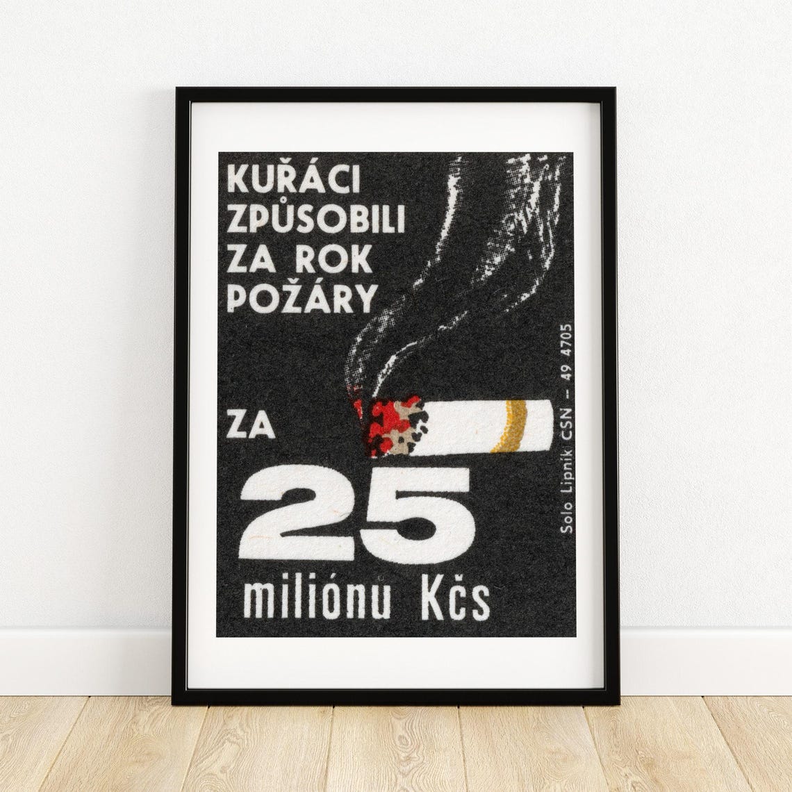 Smokers Caused Fires 25 Million Czech Fire Safety Vintage Print