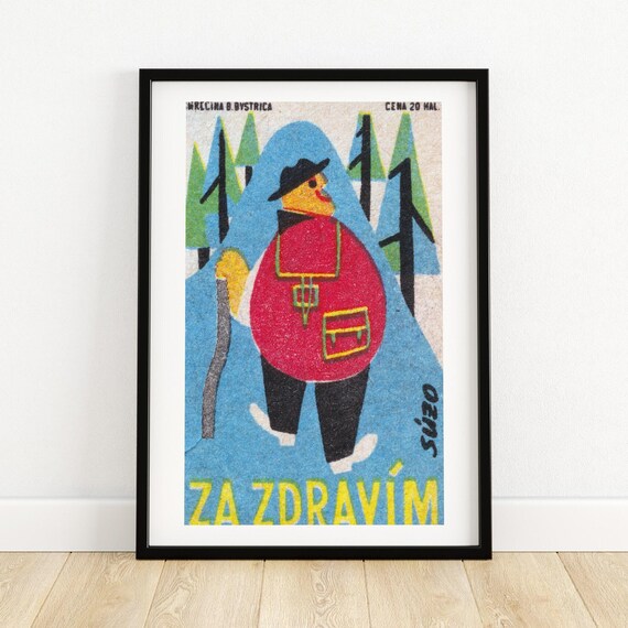 Hiking In The Woods Vintage Matchbox Poster