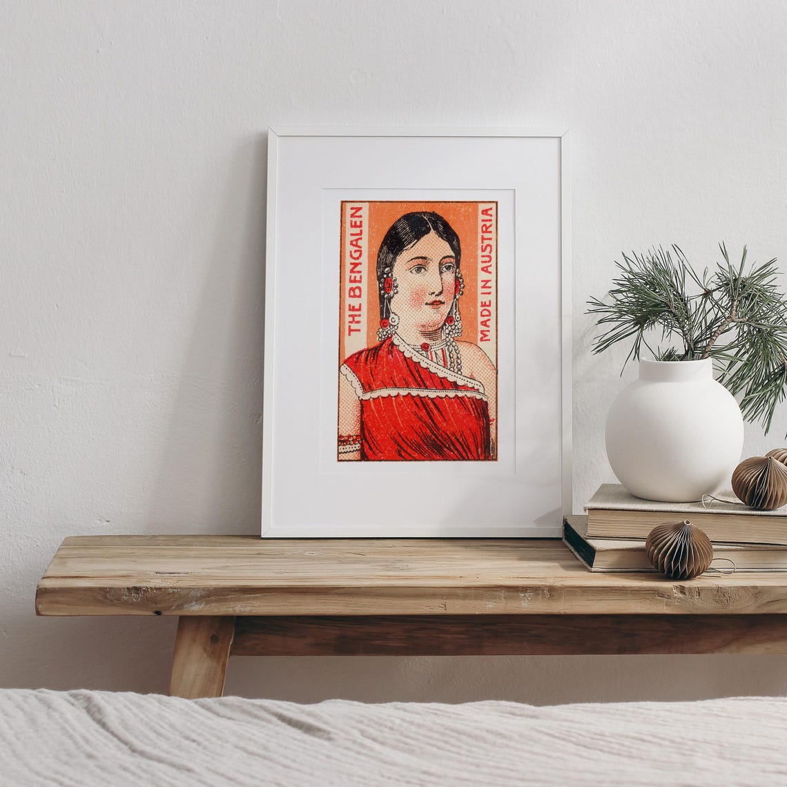 The Bengalen Lady Portrait Vintage Austrian Matchbox Label Poster - Image 3