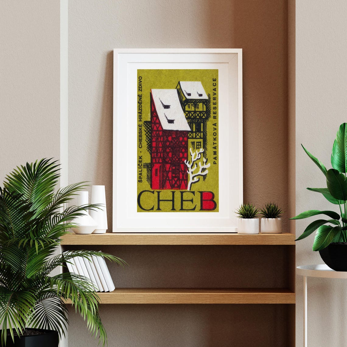 Cheb Red Timbered House Spalicek Retro Matchbox Label Art Poster - Image 2
