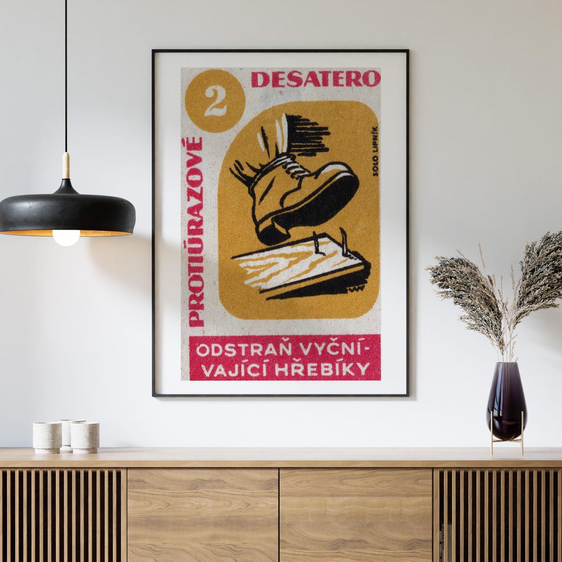 Czech Desatero Safety Matchbox Label Number 2 Nail Warning Art Poster - Image 4