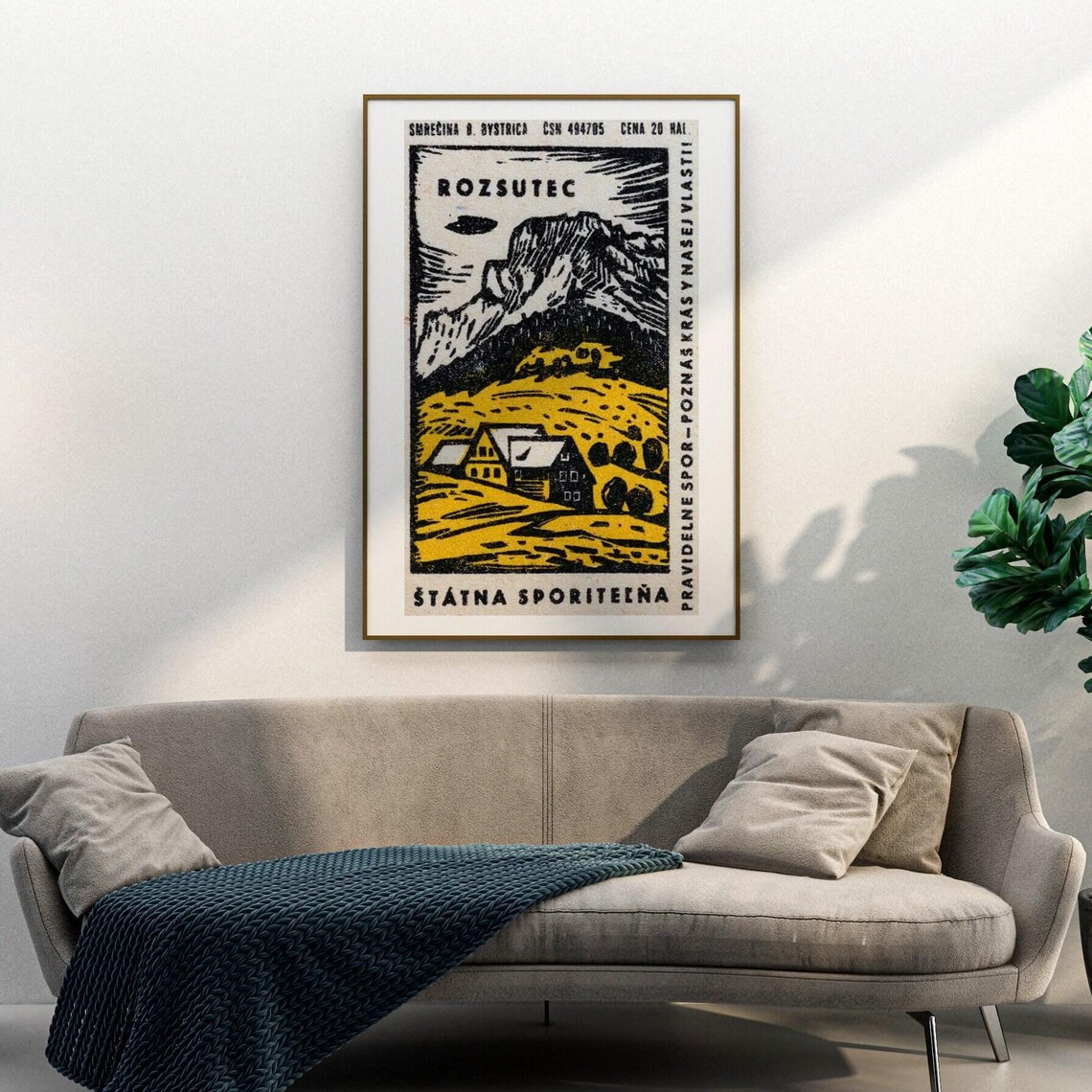 Rozsutec Mountain Cabin Slovak Vintage Savings Bank Label Poster - Image 3