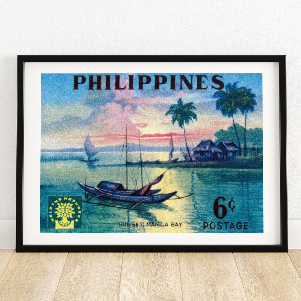 Sunset Manila Bay Vintage Filipino Art Poster