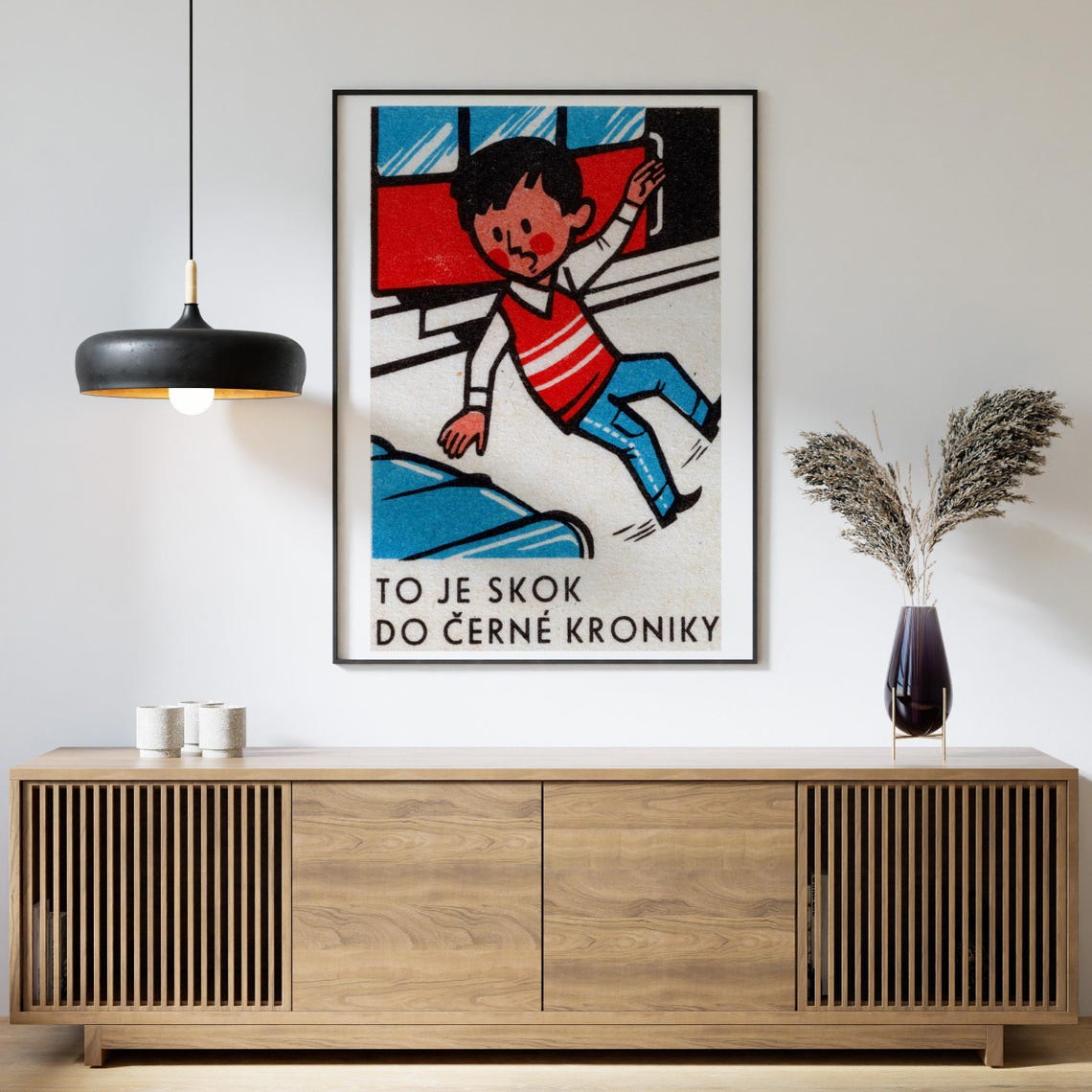 Boy Falling From Train Black Chronicle Safety Vintage Poster - Image 4