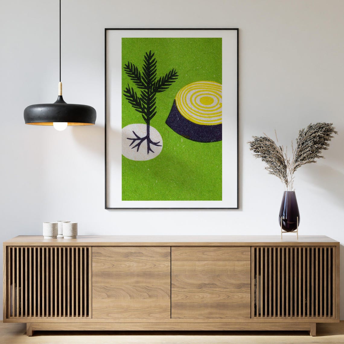 Young Pine Tree Roots And Stump Vintage Green Matchbox Art Poster - Image 4