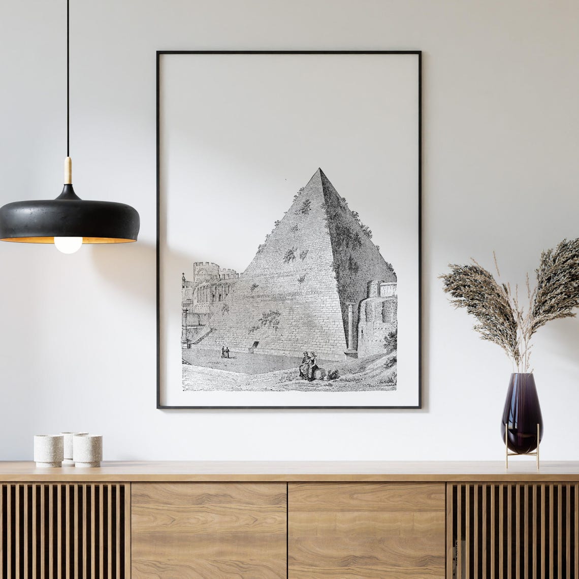Pyramid Of Cestius Rome Ancient Roman Tomb Engraving Art Poster - Image 4