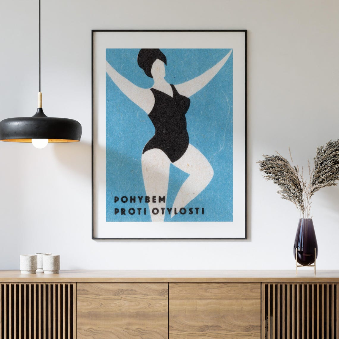 Exercise Against Obesity Dancer Vintage Matchbox Label Poster - Image 4