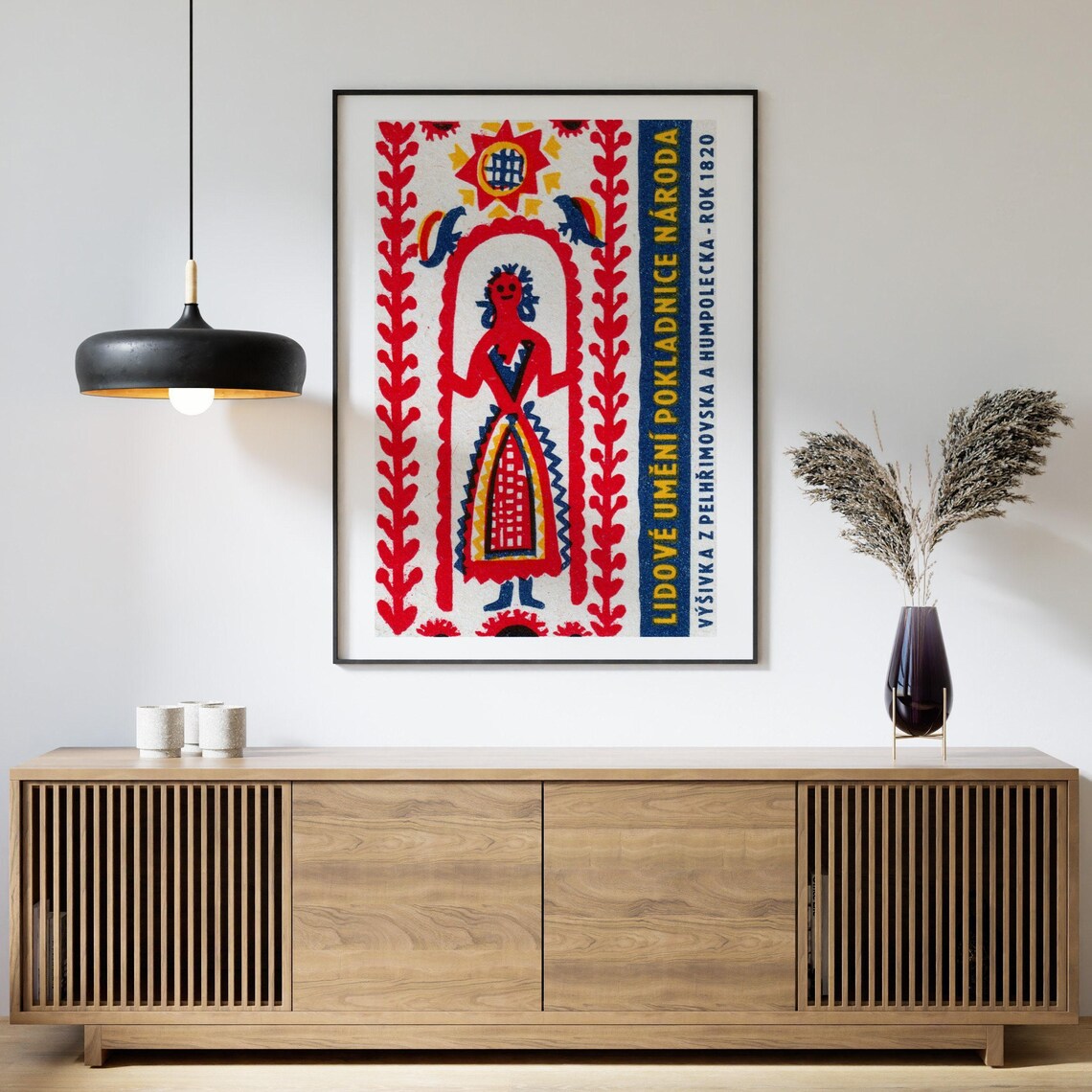 Czech Folk Embroidery Figure Vintage Matchbox Label Art Poster - Image 4