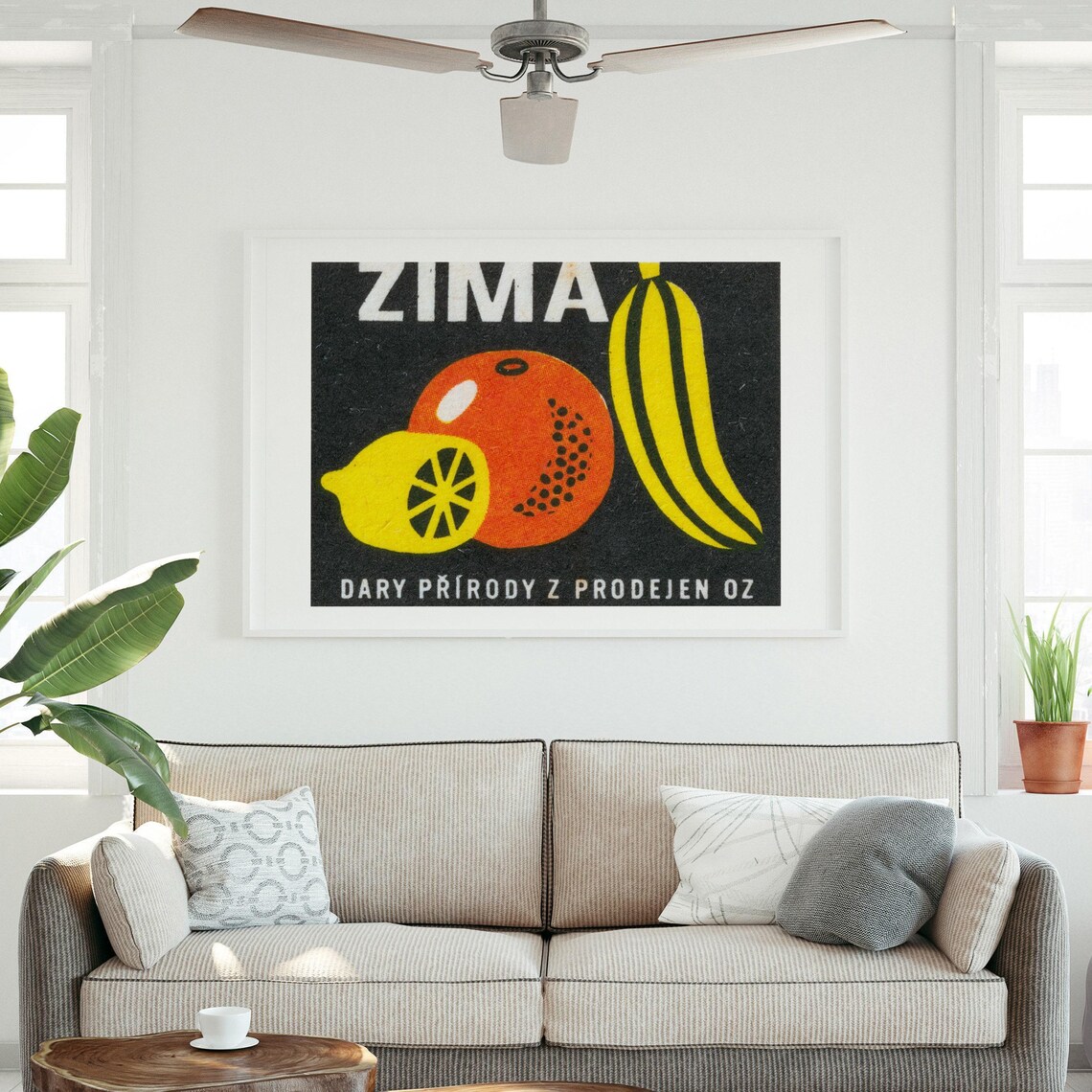 Lemon Orange and Banana Vintage Czech Art Print - Image 3