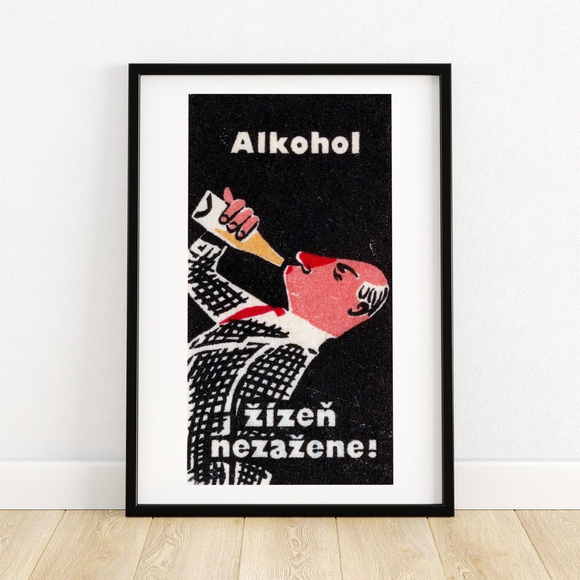 Alkohol Zizen Nezazene Czech Anti Alcohol Vintage Matchbox Poster