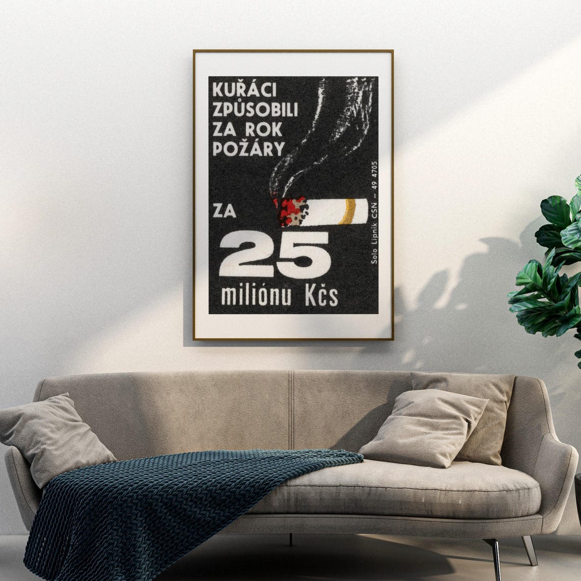 Smokers Caused Fires 25 Million Czech Fire Safety Vintage Print - Image 3