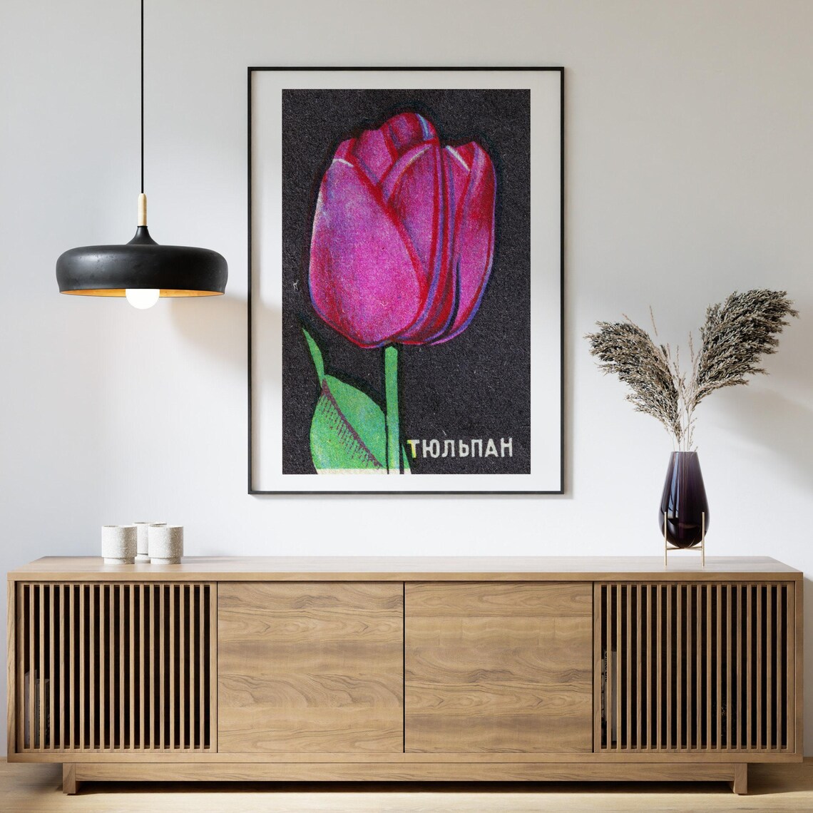 Purple Tulip Matchbox Vintage Eastern Europe Poster - Image 4