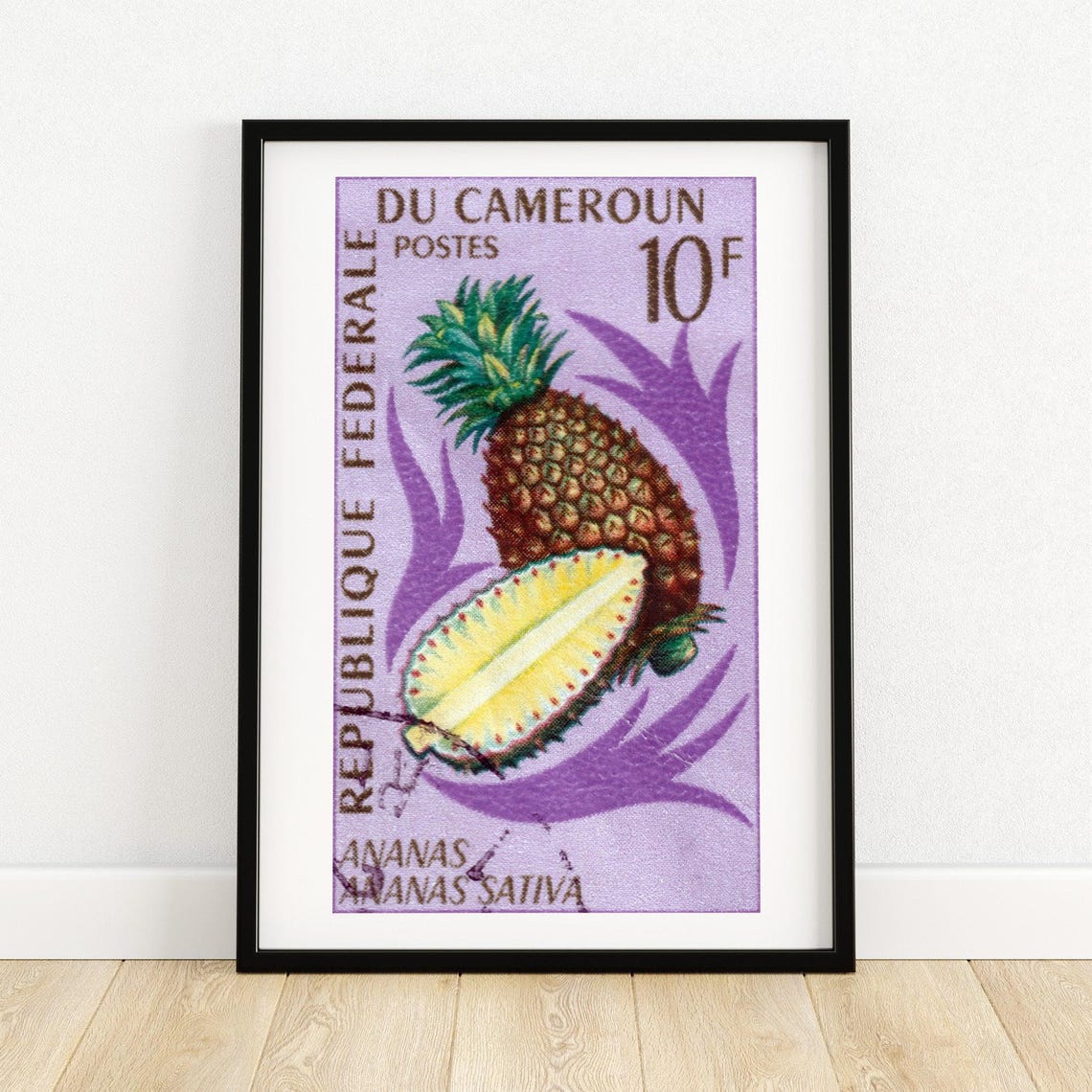 Cameroon Pineapple Postage Stamp Ananas Sativa Botanical Poster
