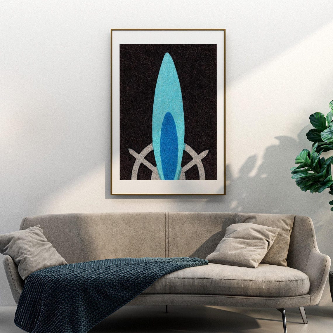 Blue Gas Flame Burner Glow on Black Vintage Matchbox Art Poster - Image 3