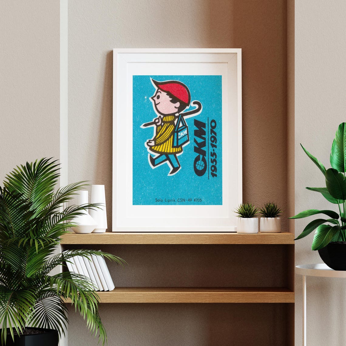 Boy Walking To School CKM 1955-1970 Retro Matchbox Art Poster - Image 2