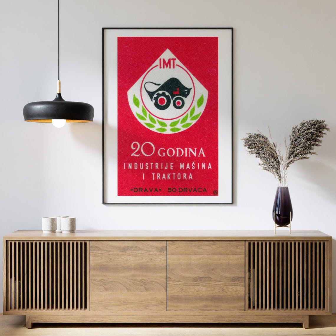 IMT Tractor 20 Years Industry Red Vintage Yugoslav Matchbox Poster - Image 4