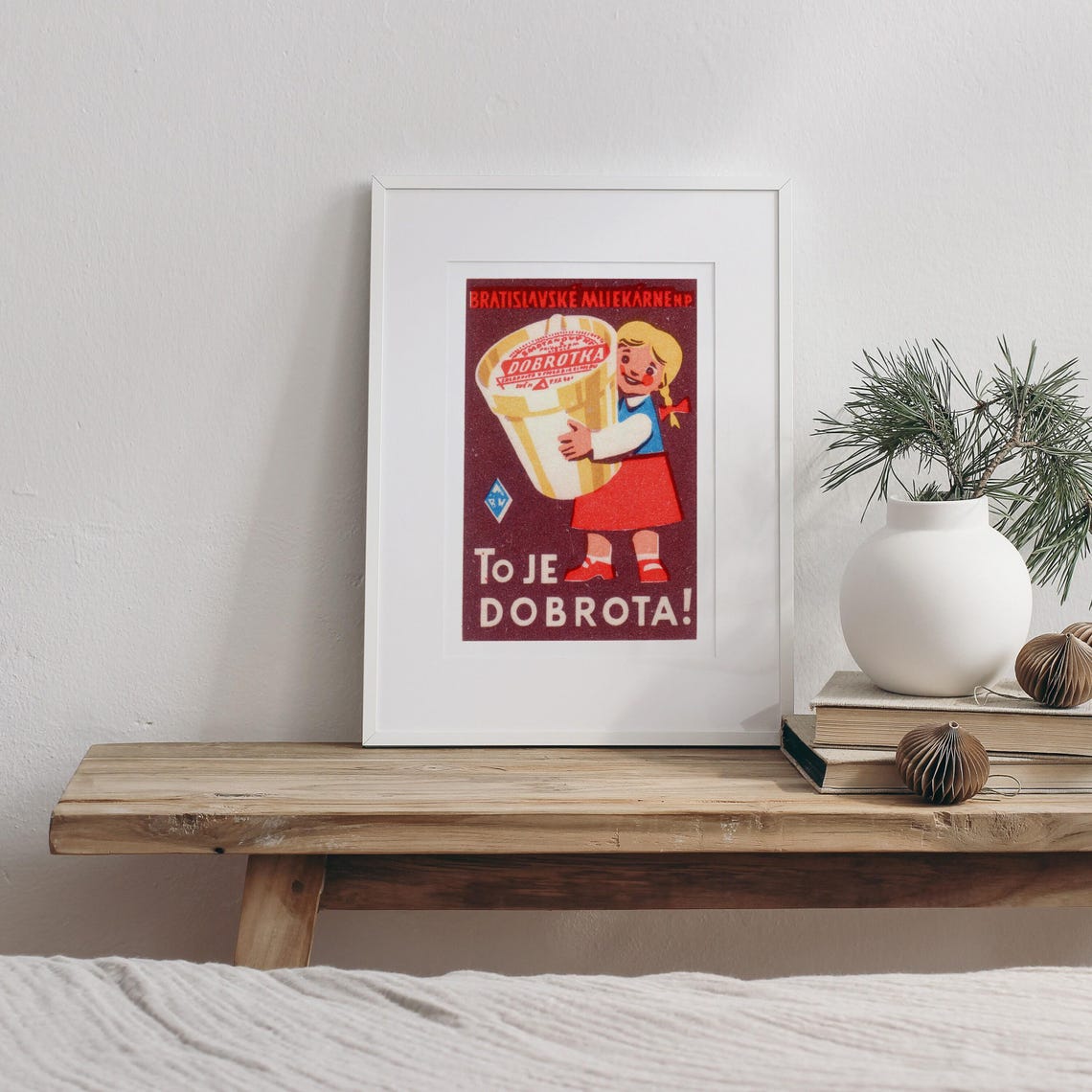Dobrotka Slovak Dairy Cream Mid Century Advertising Art Poster - Image 3