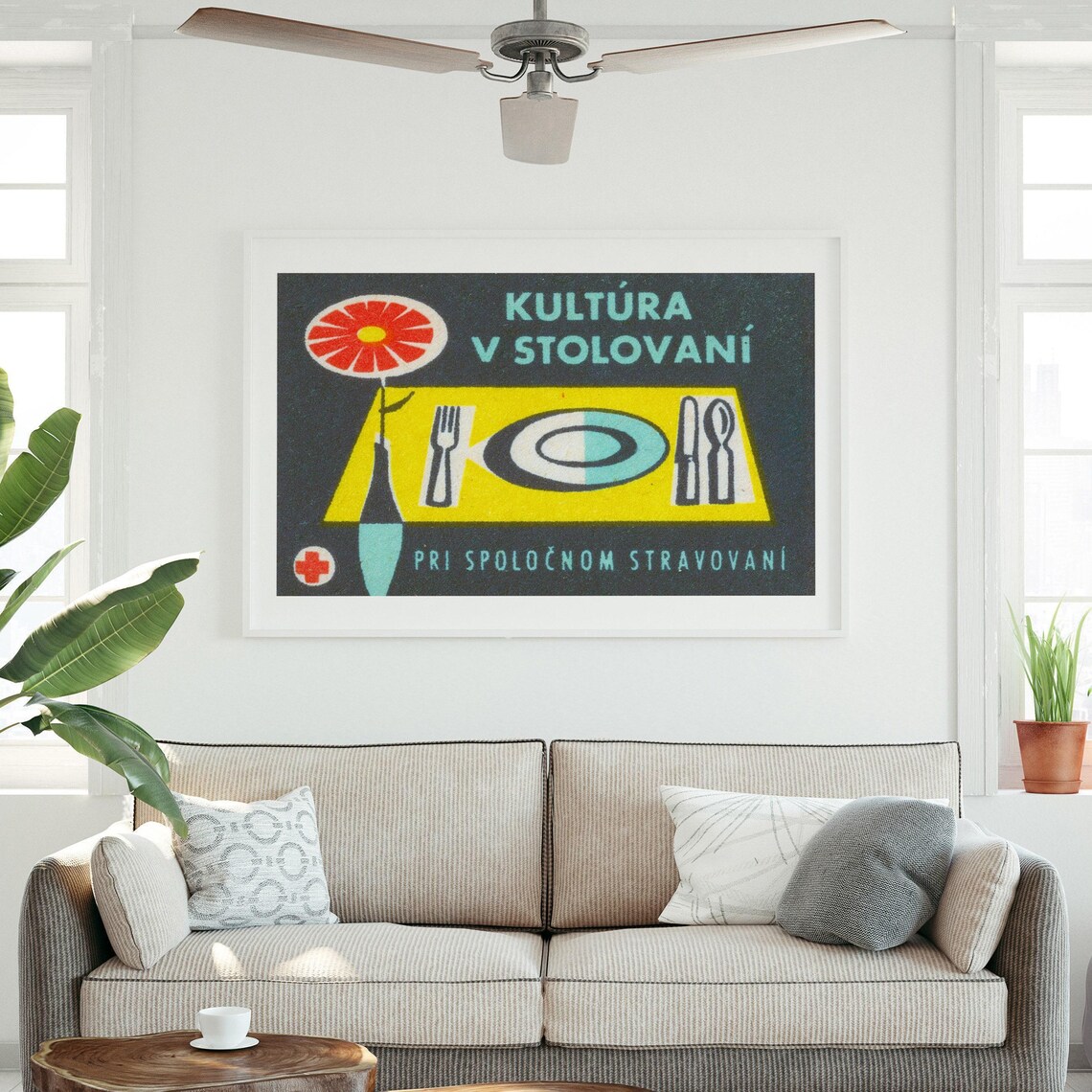 Kultúra v Stolovaní Dining Culture Vintage Slovak Label Poster - Image 3