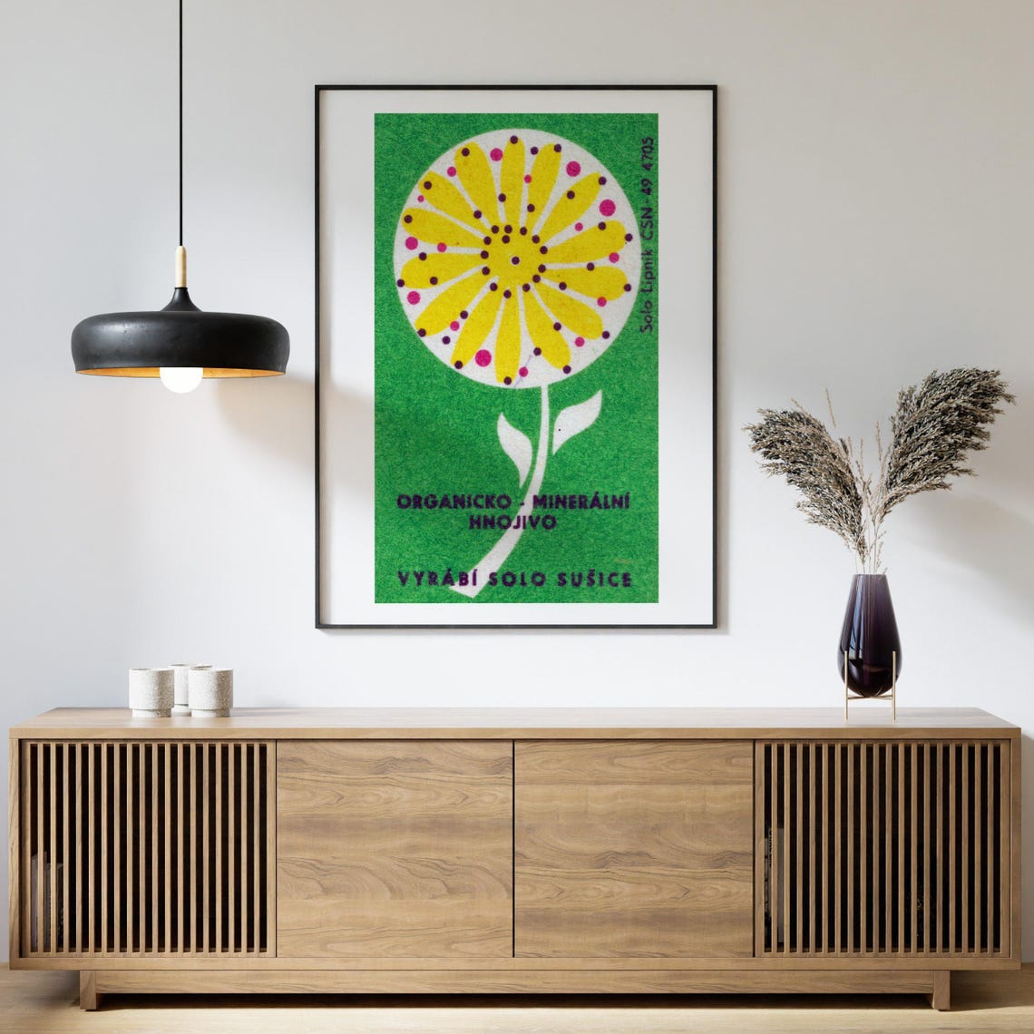Yellow Flower Fertilizer Vintage Czech Matchbox Label Art Poster - Image 4