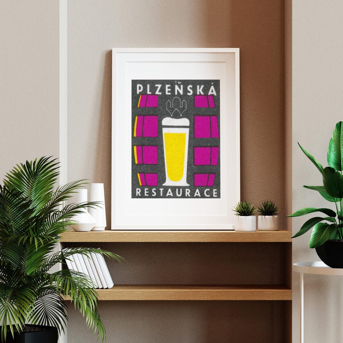 Plzenska Restaurant Beer Pint Barrel Magenta Matchbox Poster - Image 2